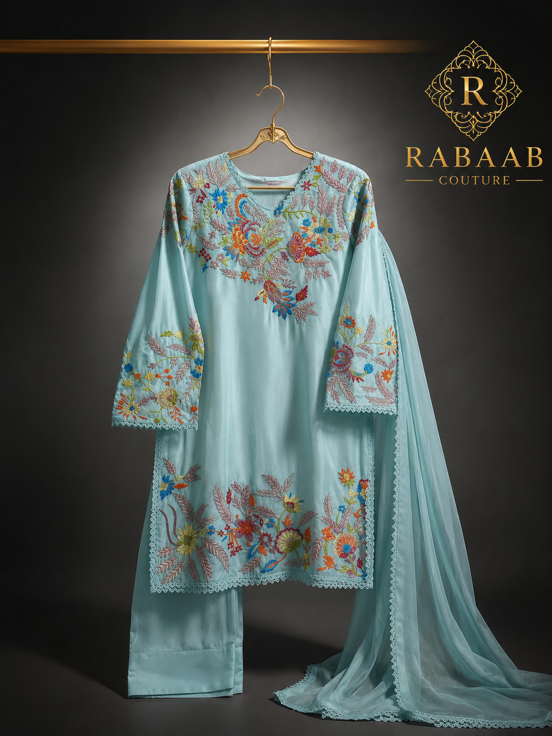 ICE BLUE CREPE FARSHI SUIT