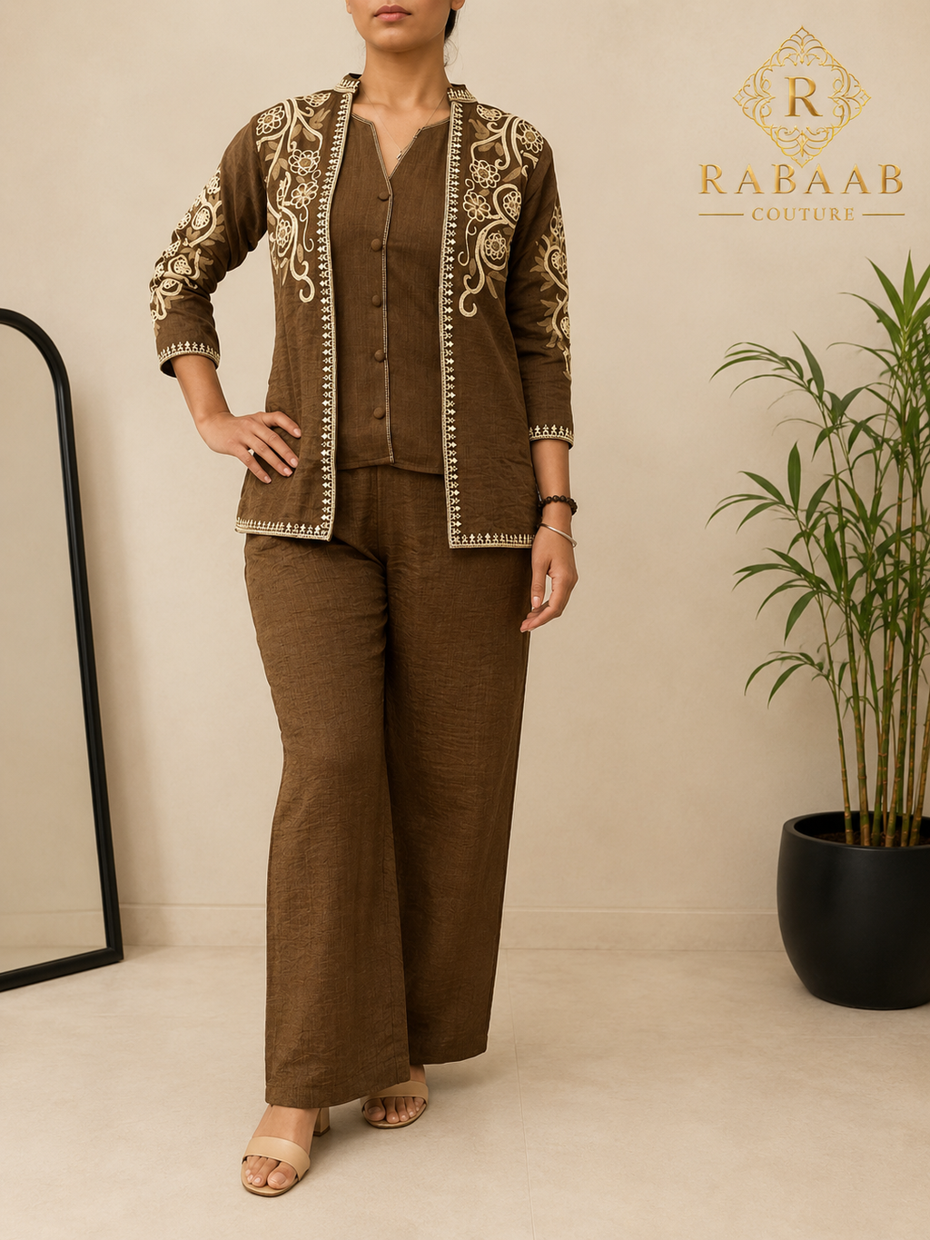 CO-ORD SET w Jacket - BROWN