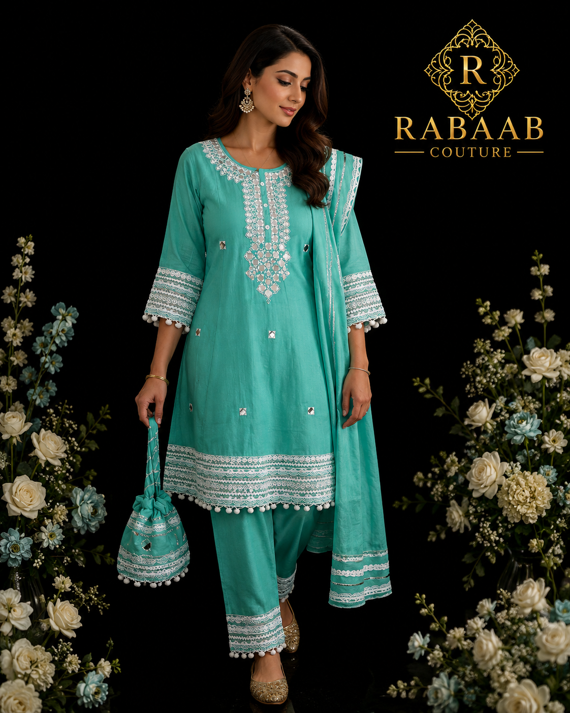 FROCK SUIT - 3 PC TEAL SUIT W Bag