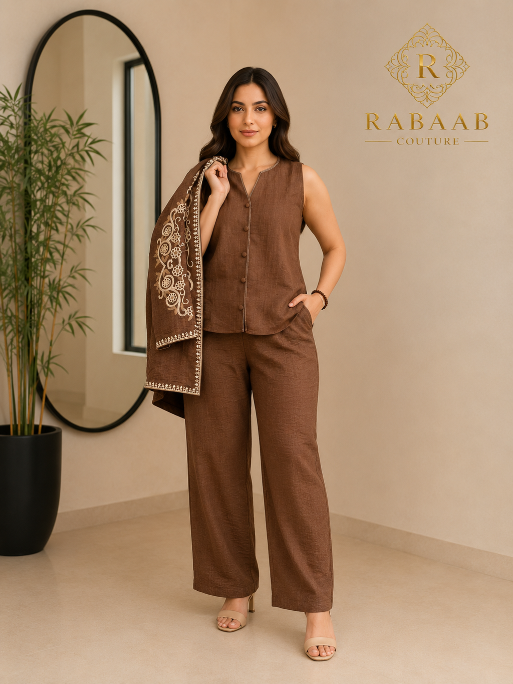 CO-ORD SET w Jacket - BROWN