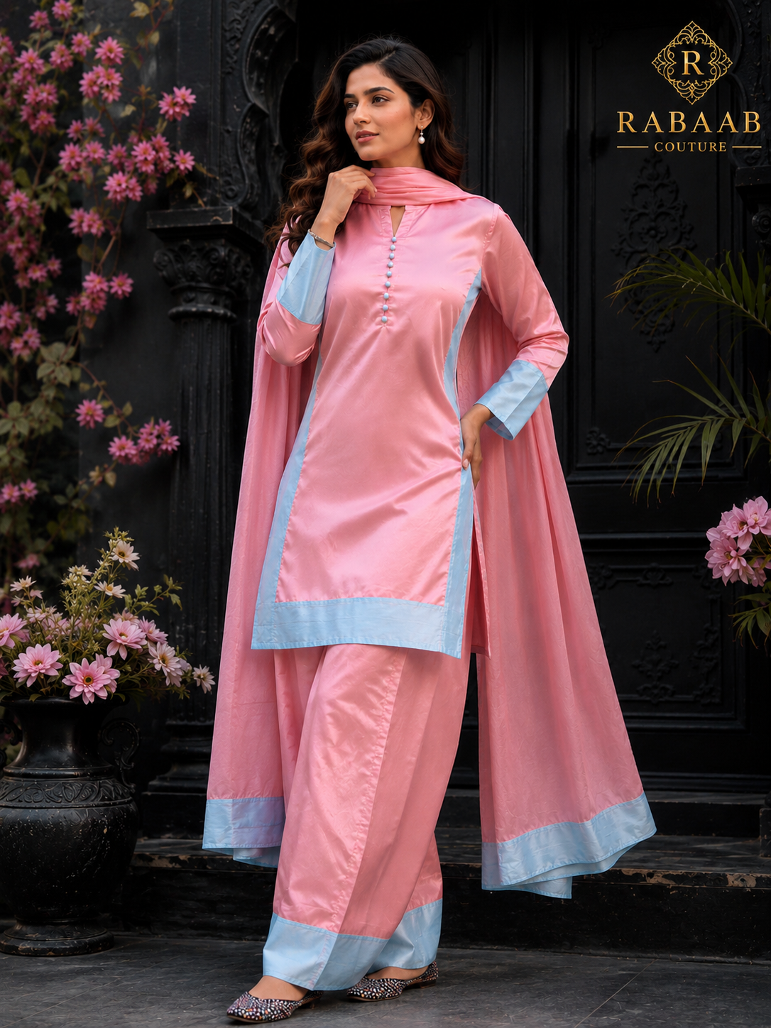 Pink & Pastel Grey Farshi