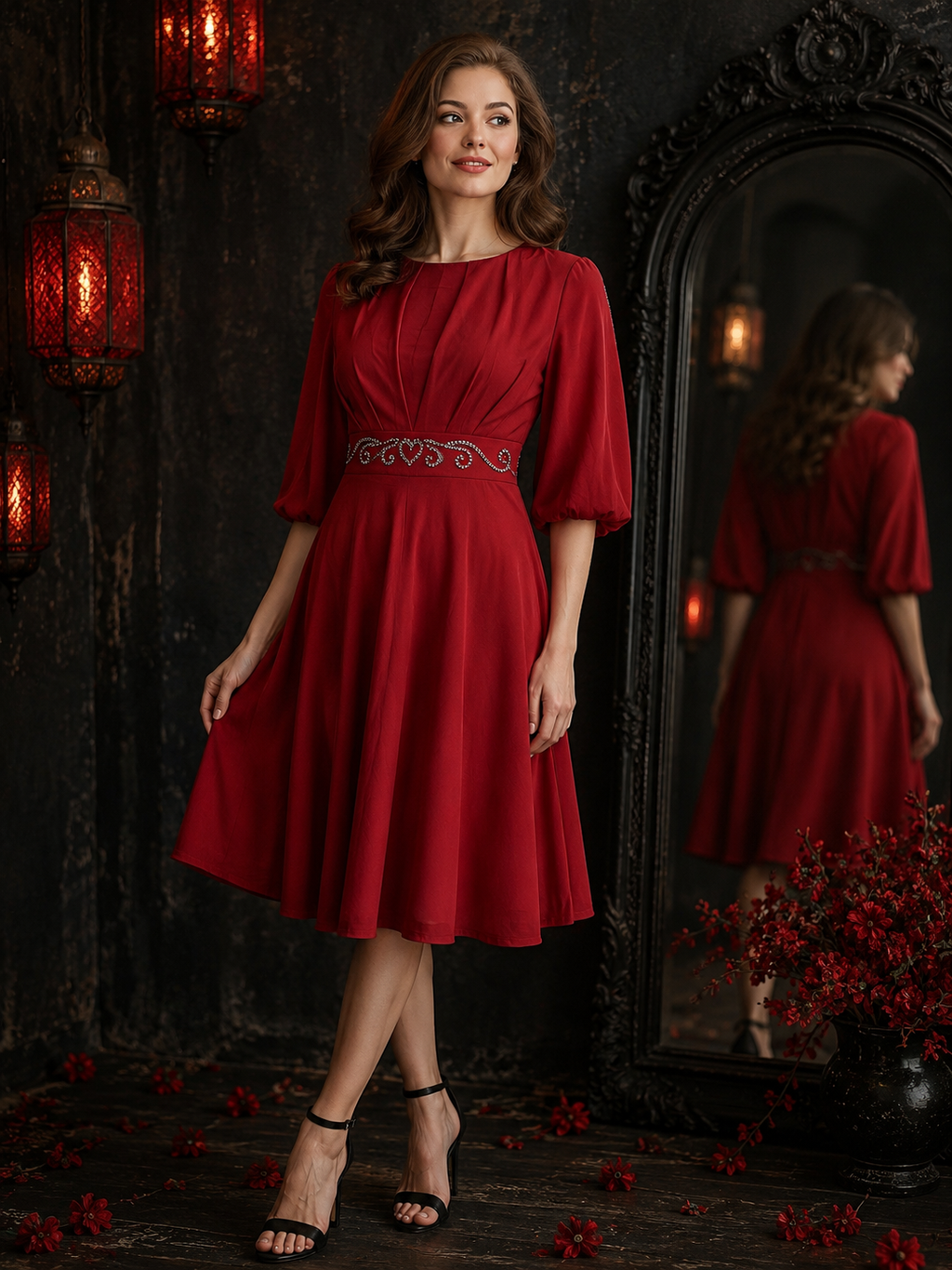 Ruby - Embellished Midi Dress