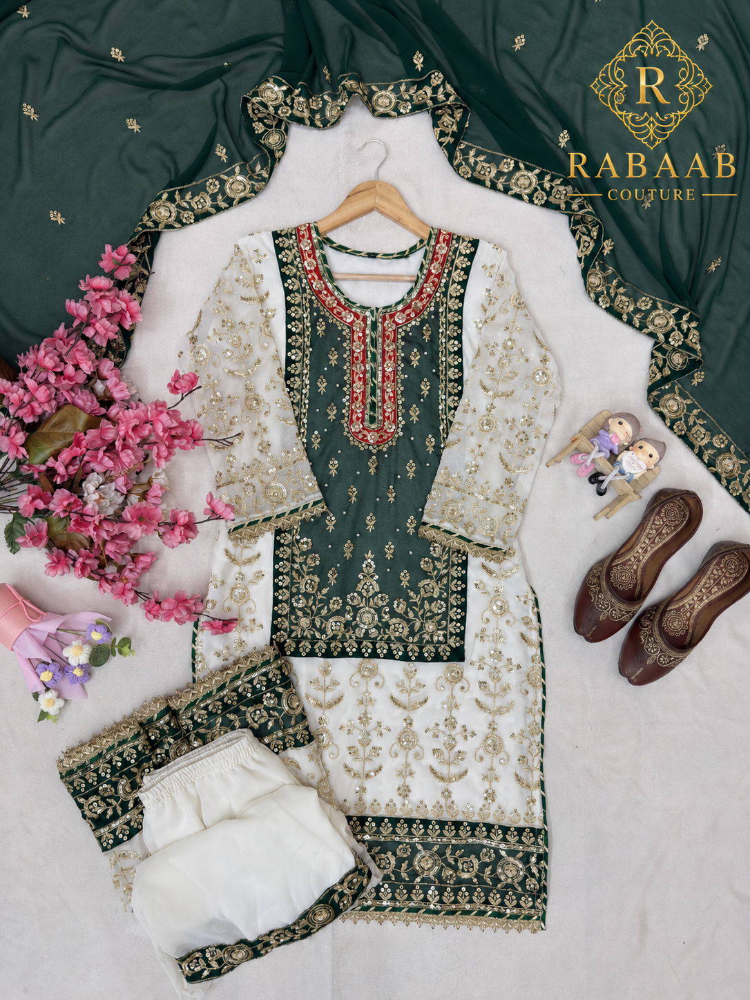 Emerald Green Gharara Dress