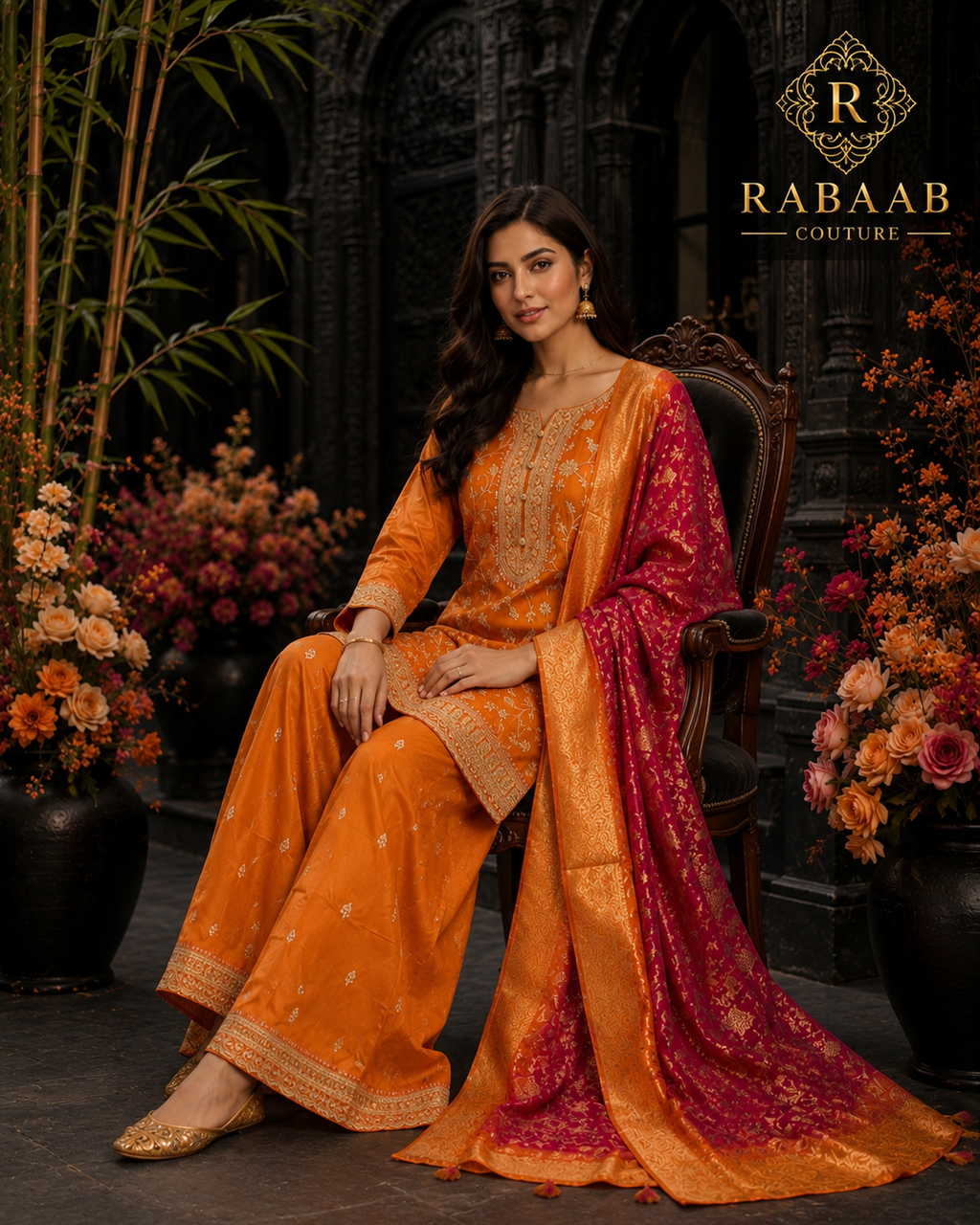 RUST ORANGE SHARARA SET