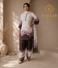 Brown and White Dotted floral - Satin Silk Farshi Suit