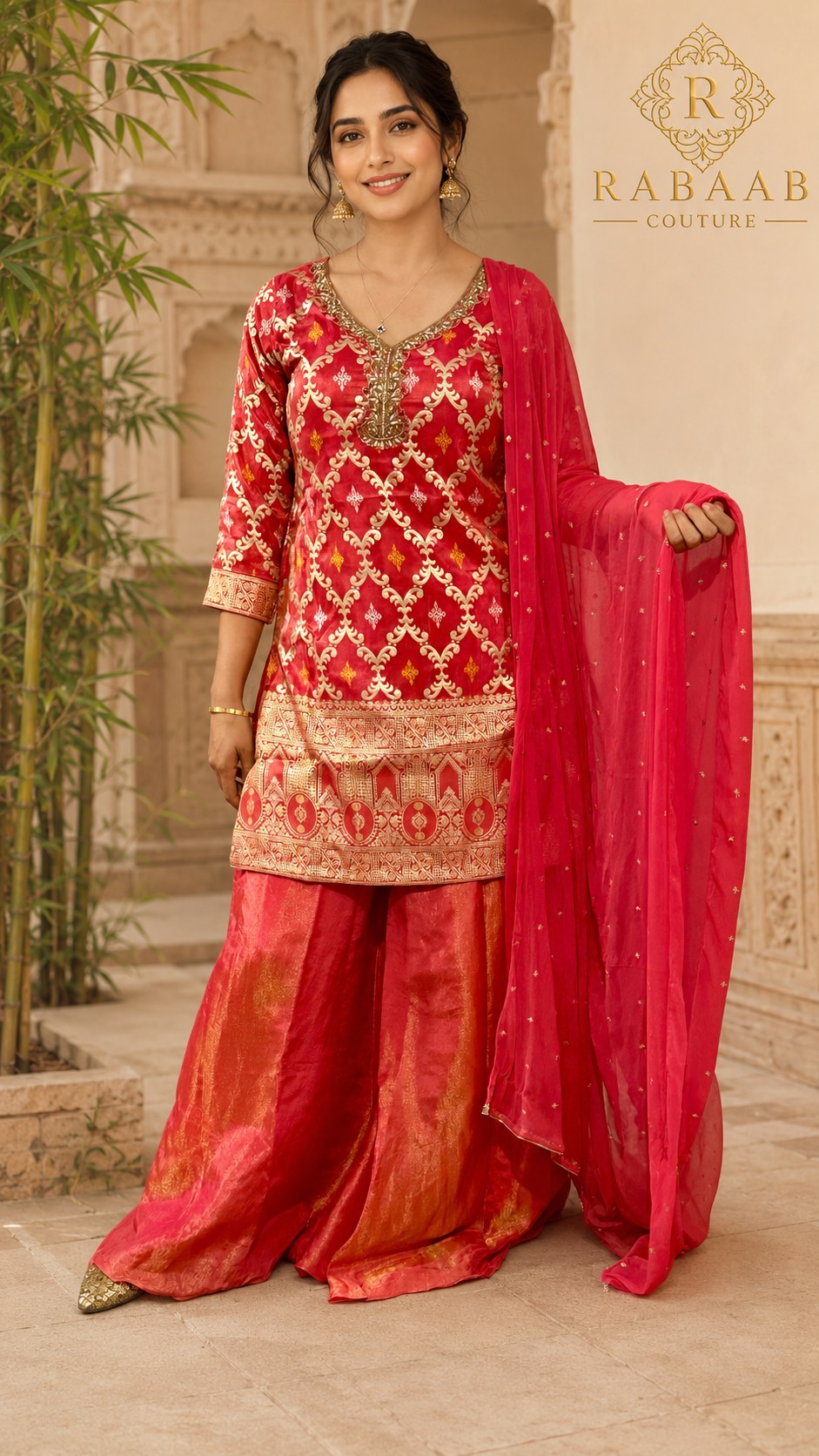 Sharara Set - Raani Colour Jacquard Silk