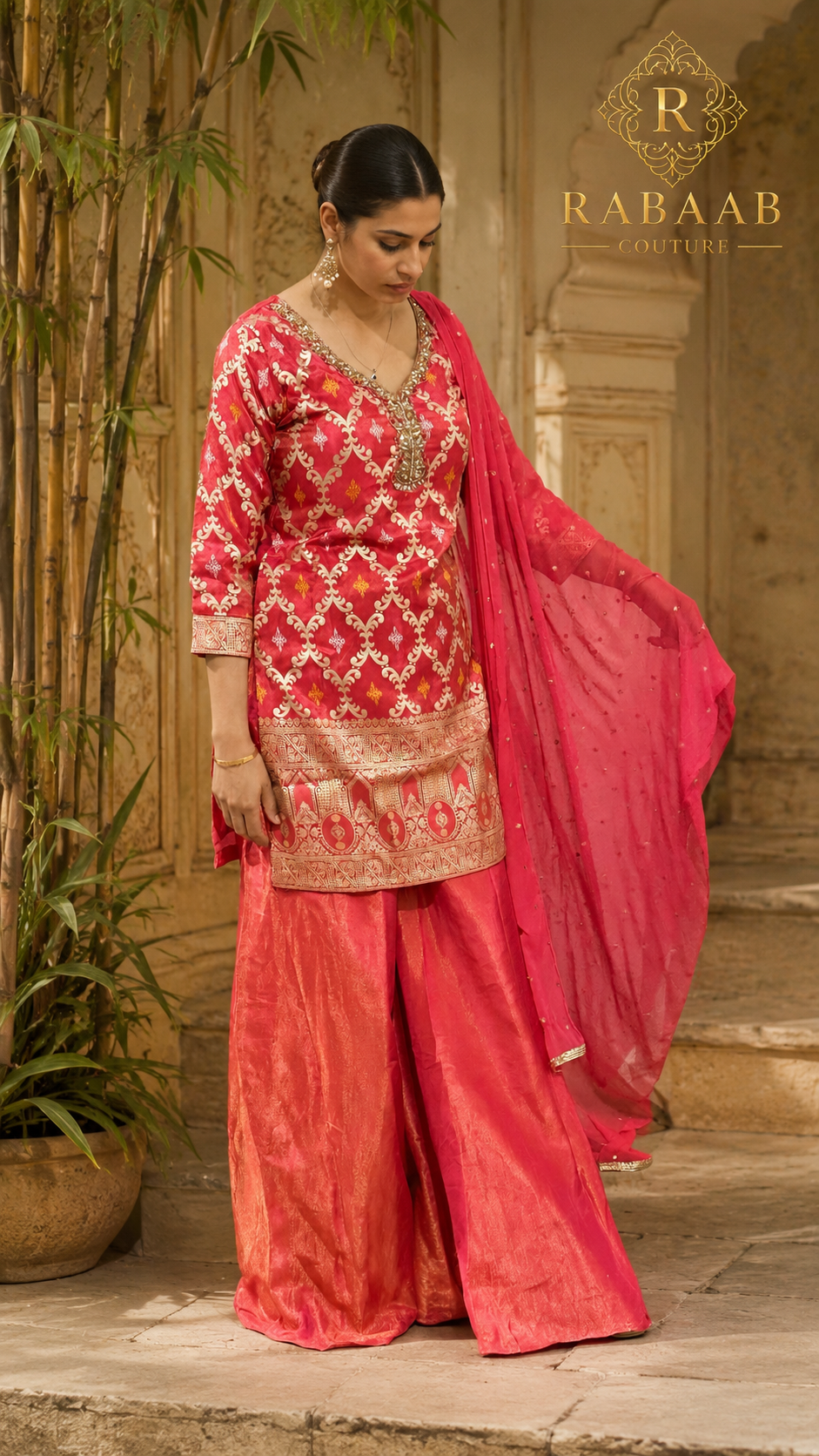Sharara Set - Raani Colour Jacquard Silk