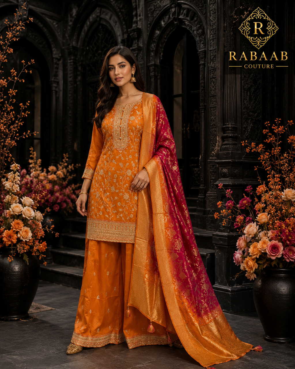 RUST ORANGE SHARARA SET