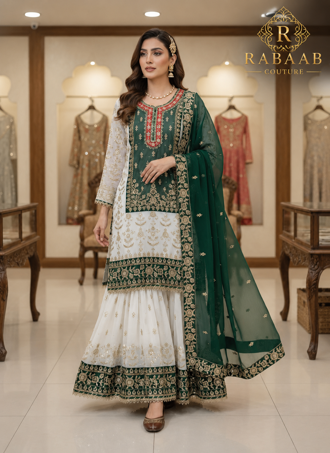 Emerald Green Gharara Dress