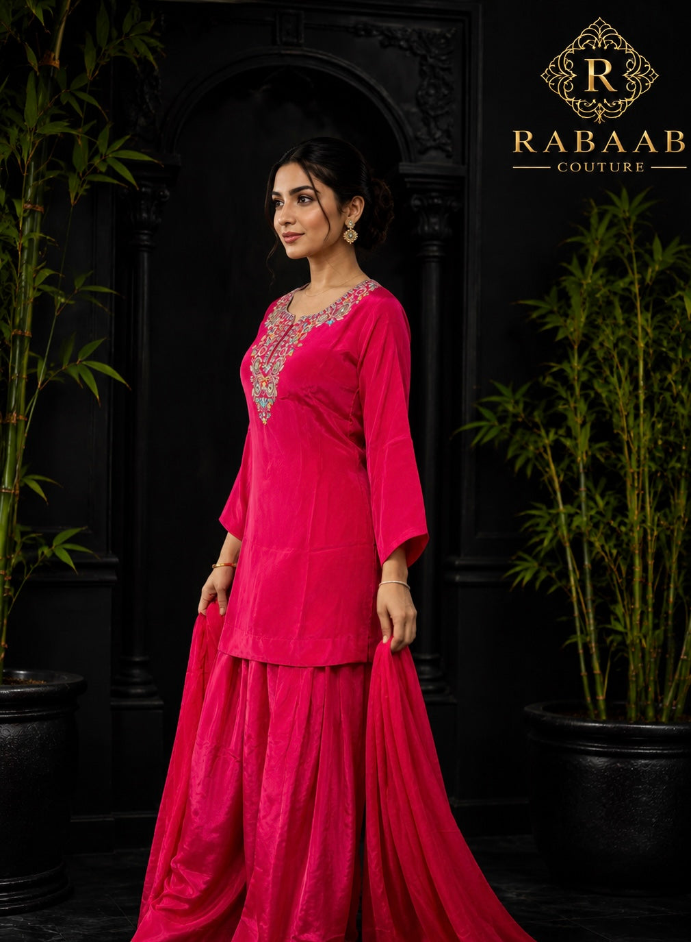 HOT PINK FARSHI on CREPE