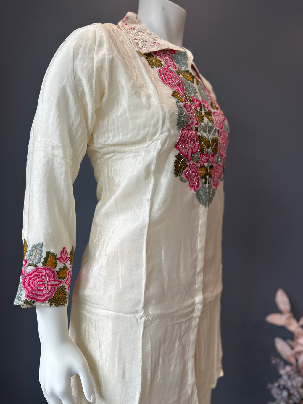 COORD SET - 2 Piece White Embroidered