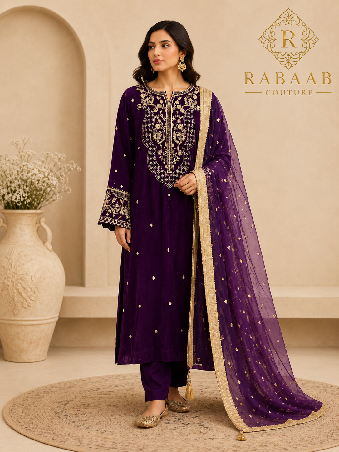 VELVET Winter - 3 Pc Suit Embroidered