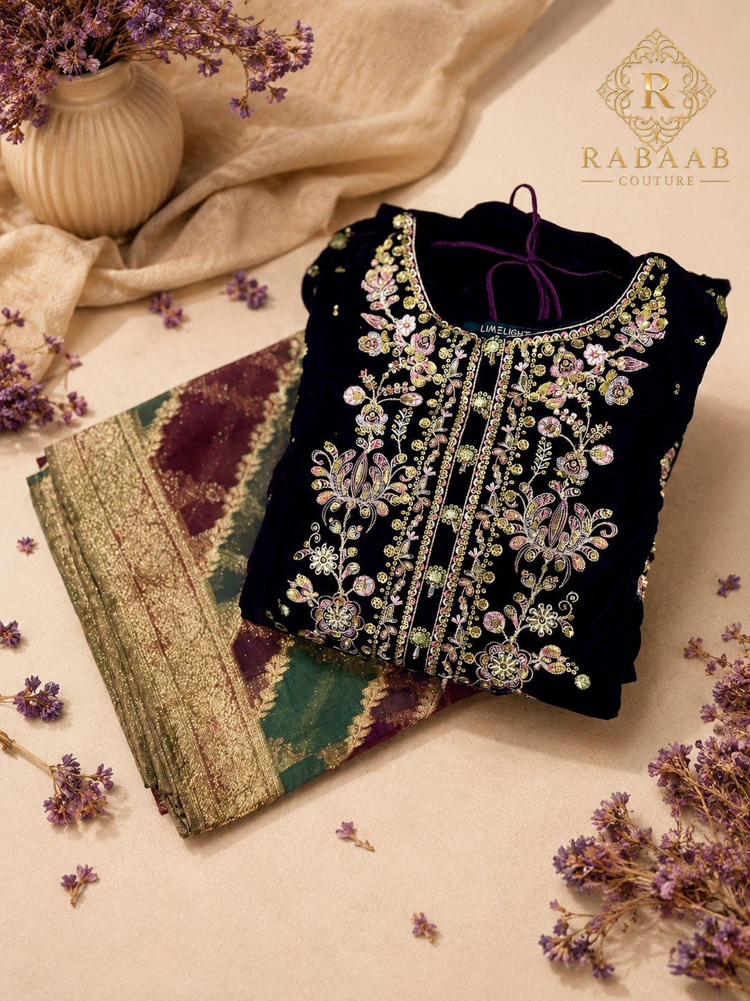 VELVET WINTER - 3 PC Embroidered