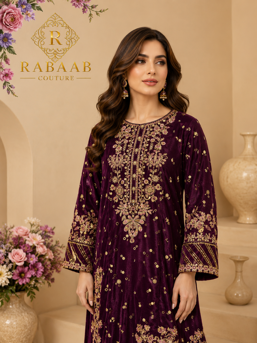 VELVET WINTER - 3 PC Embroidered