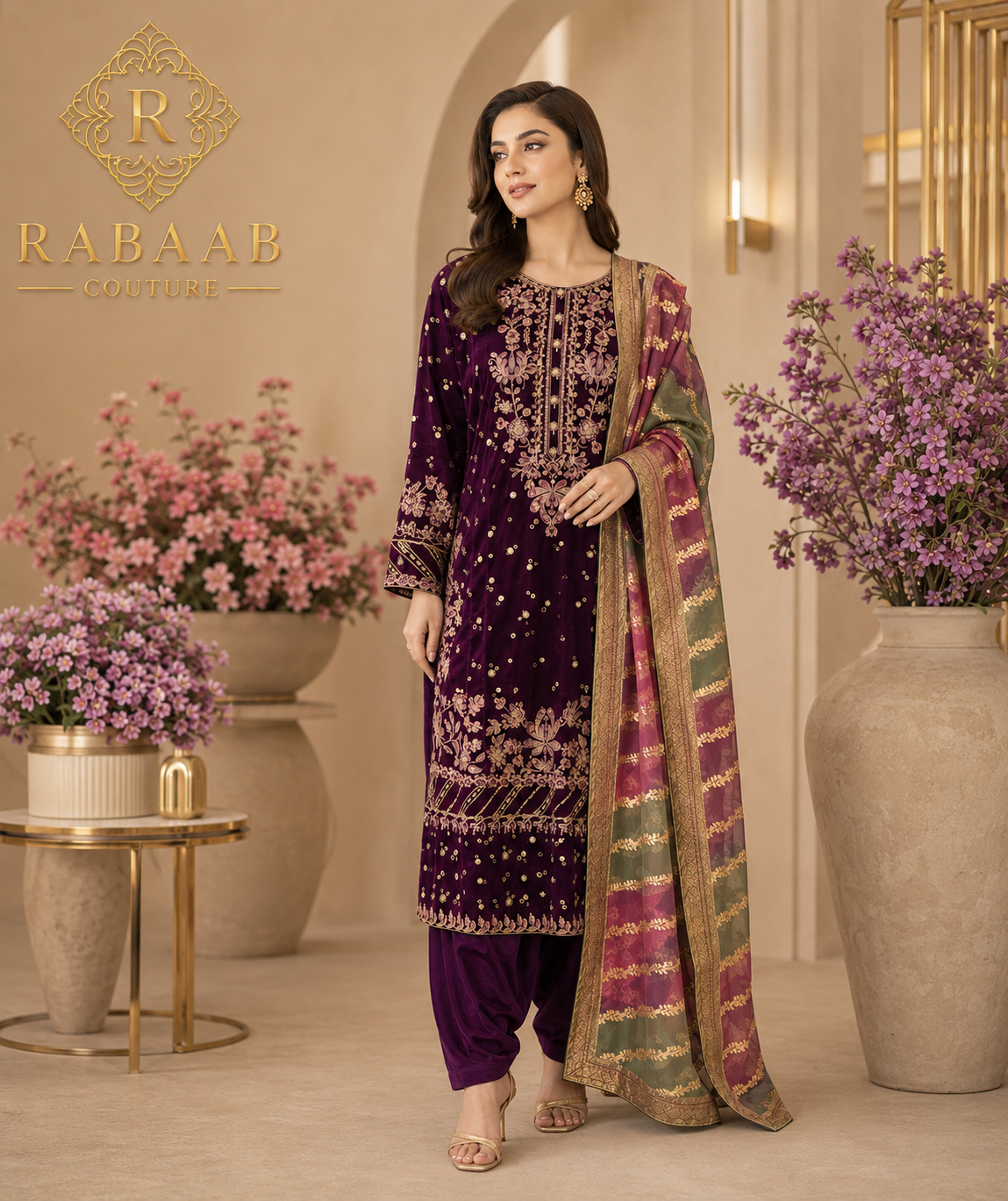 VELVET WINTER - 3 PC Embroidered
