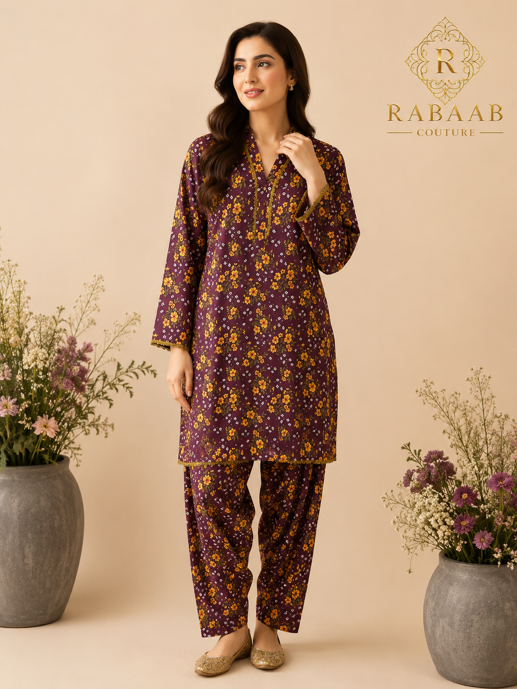 FLORAL VNECK COORD SET - 2PC