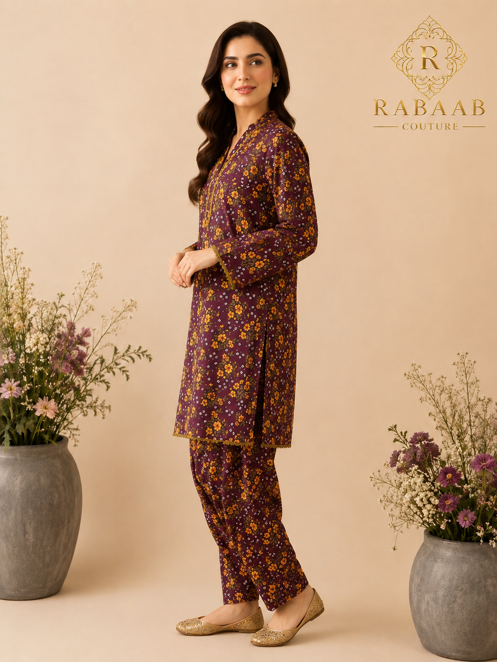 FLORAL VNECK COORD SET - 2PC