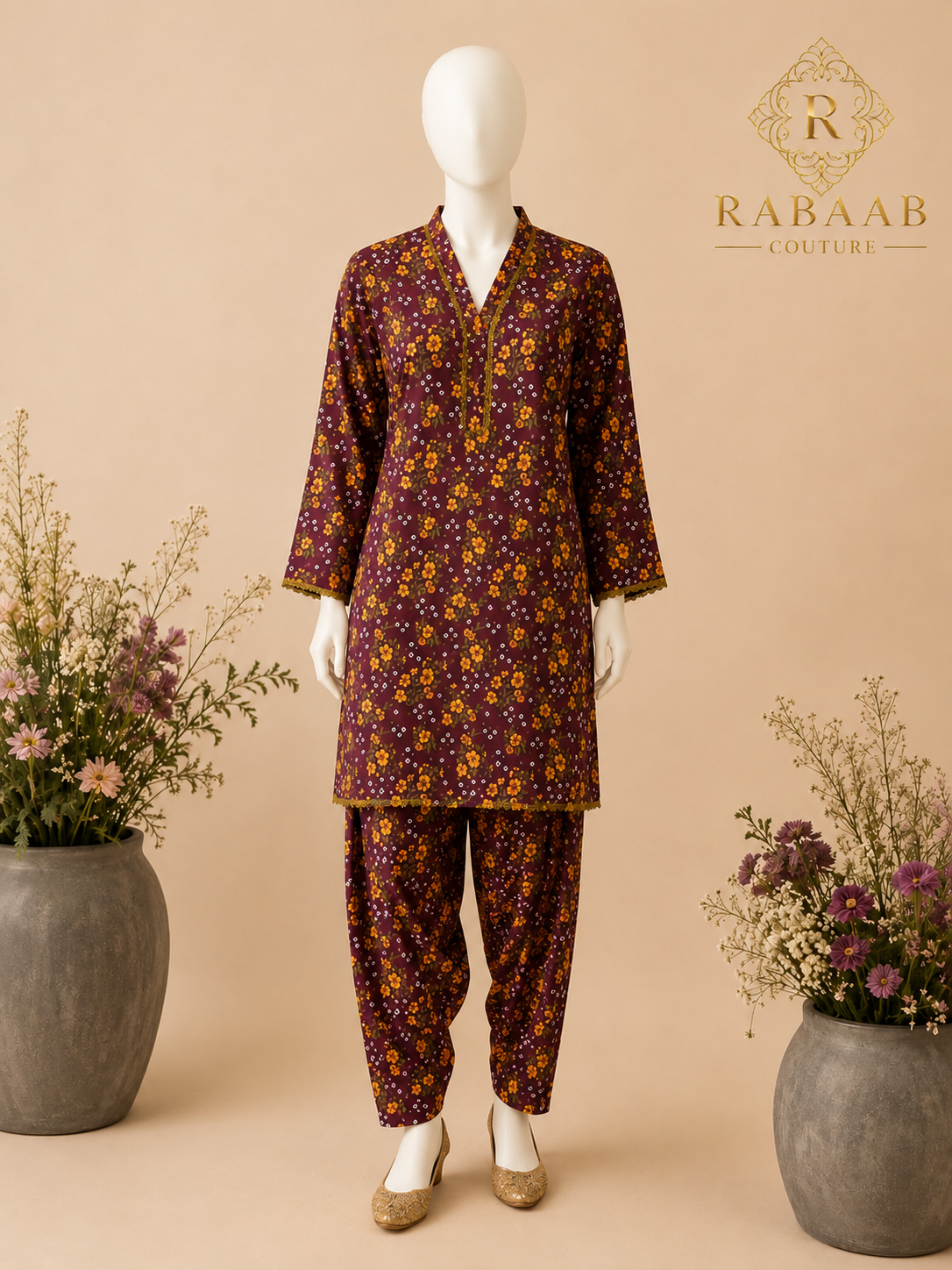 FLORAL VNECK COORD SET - 2PC