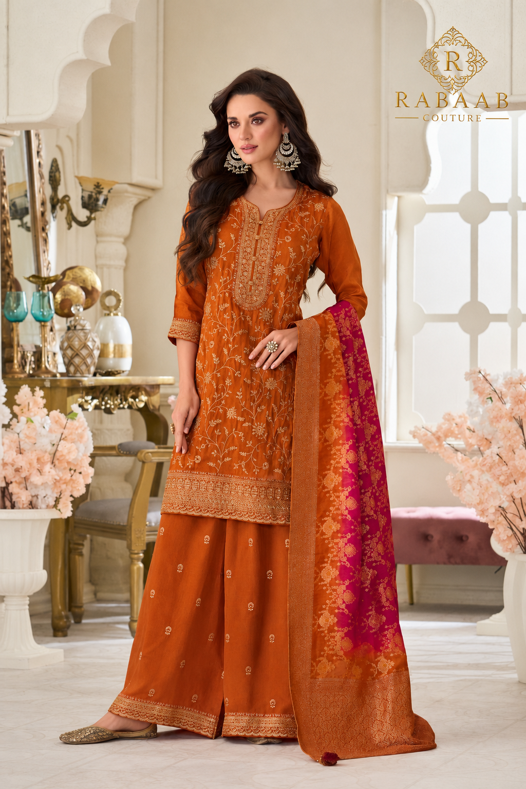 RUST ORANGE SHARARA SET