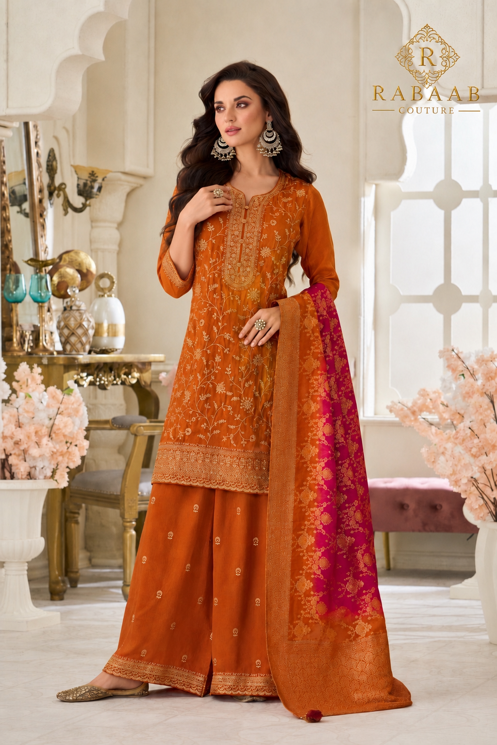 RUST ORANGE SHARARA SET