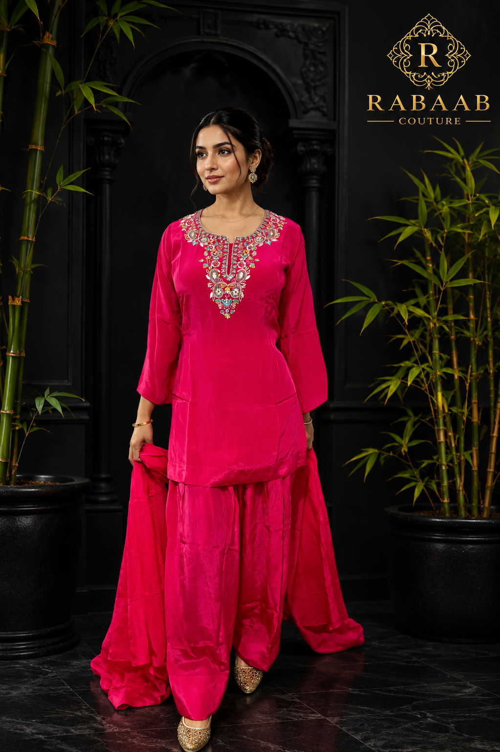 HOT PINK FARSHI on CREPE