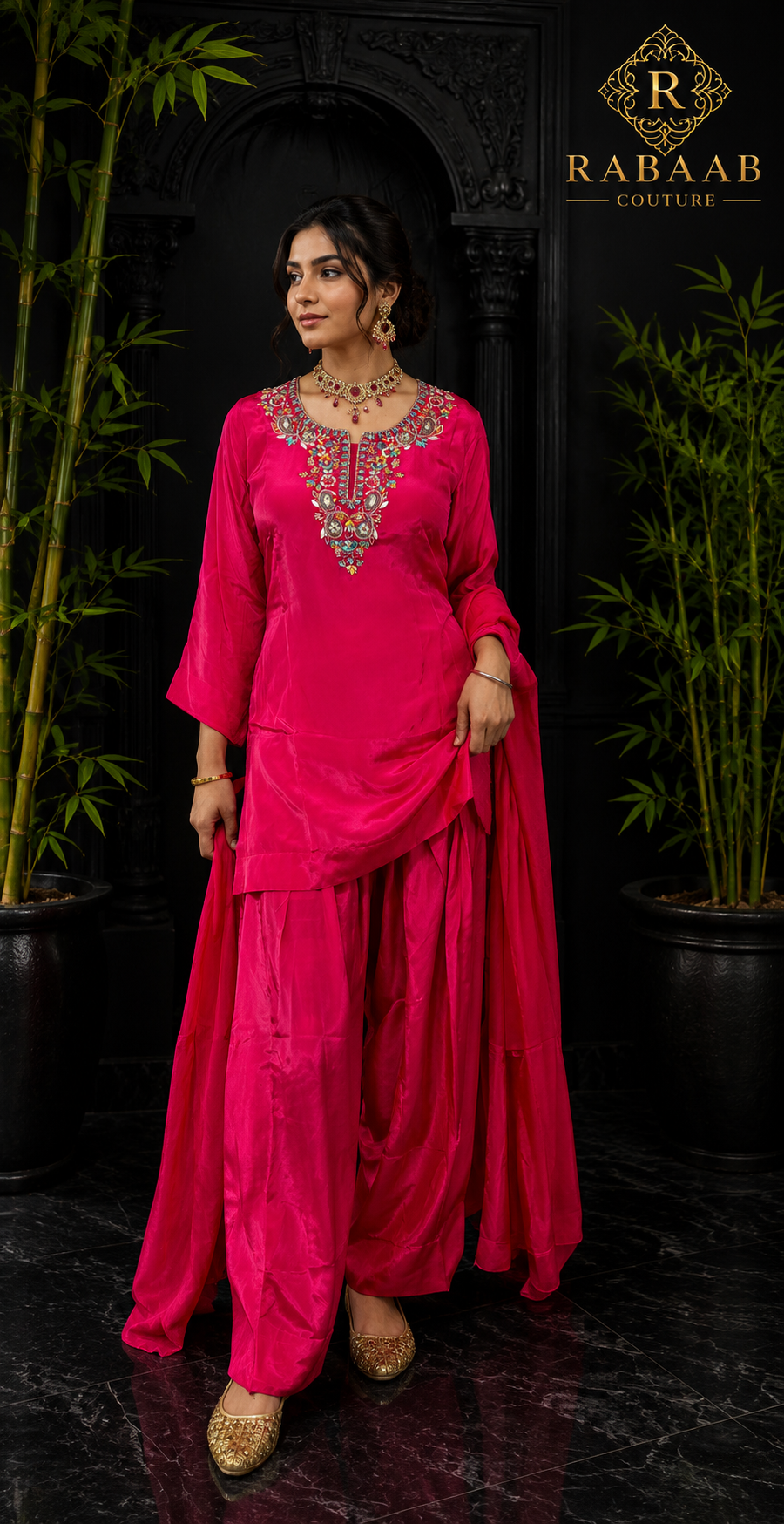 HOT PINK FARSHI on CREPE