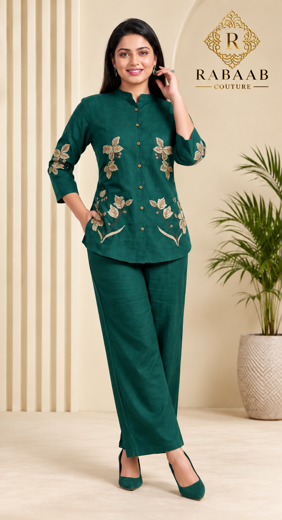 Premium linen-blend 2-piece co-ord set