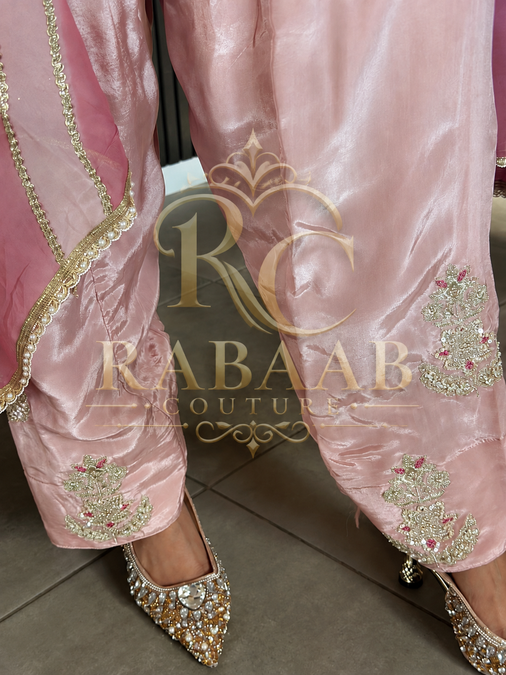 SALWAR KAMEEZ - Onion Pink suit & Pastel pink Farshi salwar