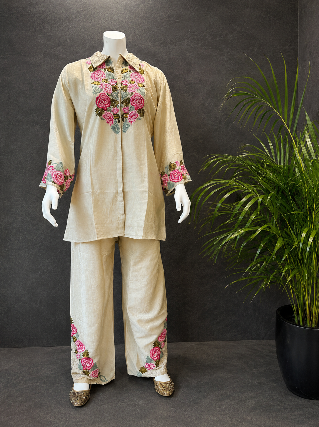 COORD SET - 2 Piece White Embroidered