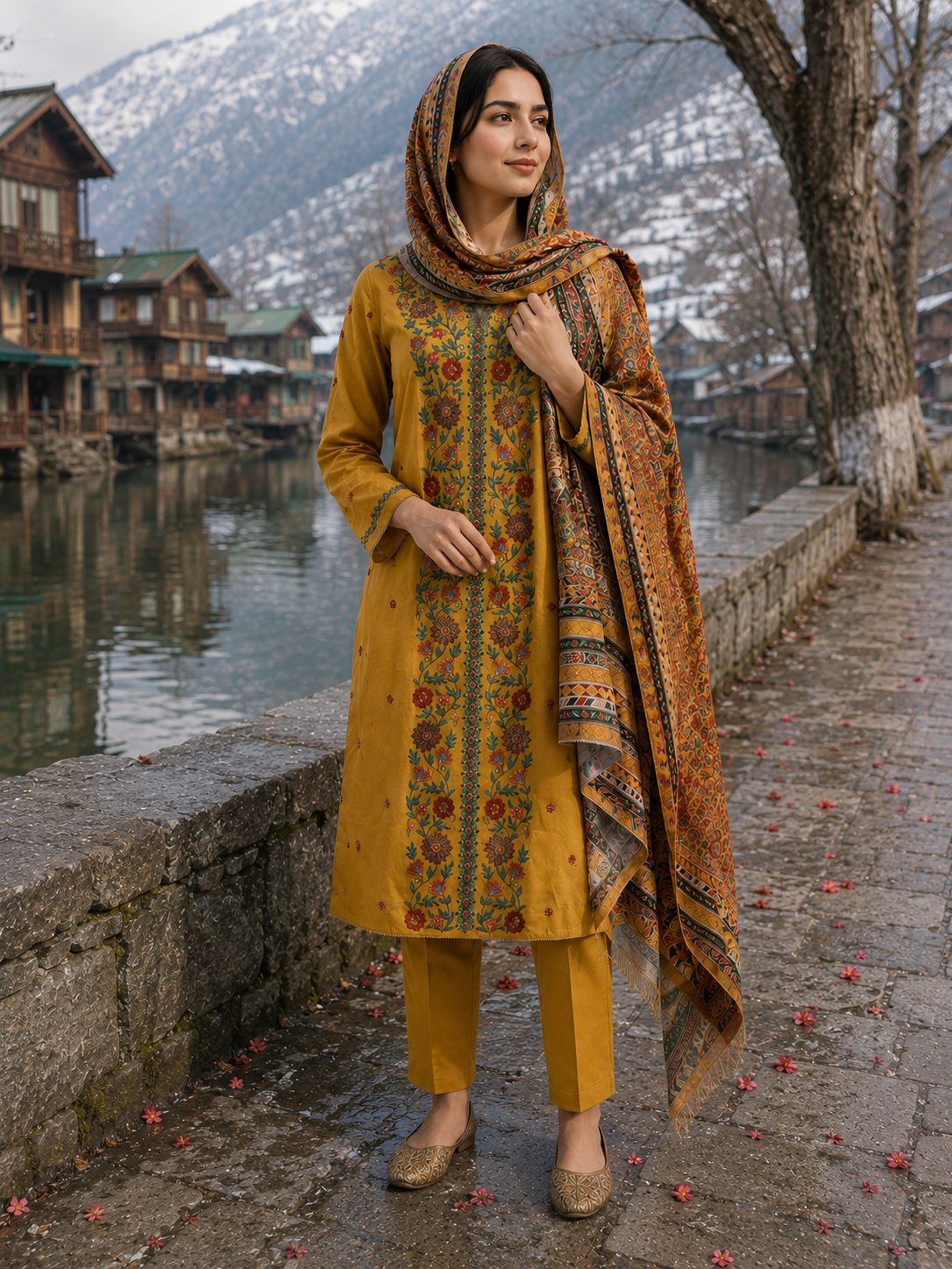 Mustard Winter - 3PC SUIT w Dupatta