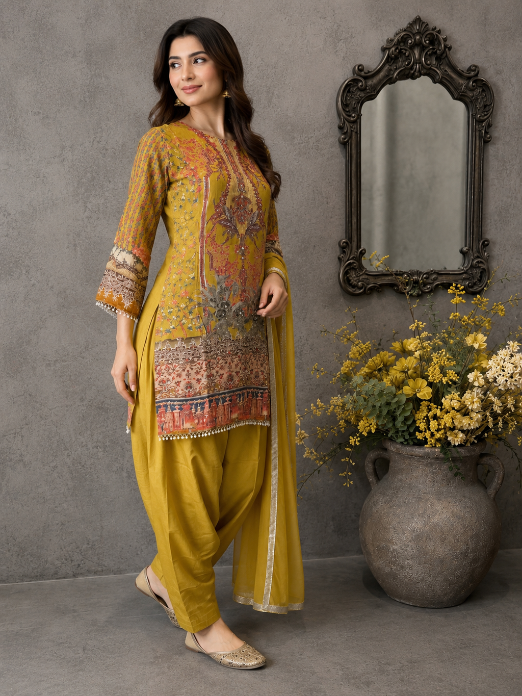 FARSHI SUIT - 3 piece Mustard w Dupatta